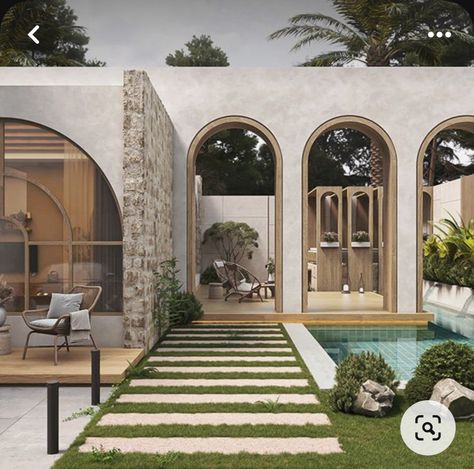 Boho Villa Exterior, Mediterranean House Architecture, Mediteranian Architecture, Boho Exterior House, Private Villa Design, Boho House Exterior, Boho Exterior, Boho Architecture, Make Your House Look Expensive