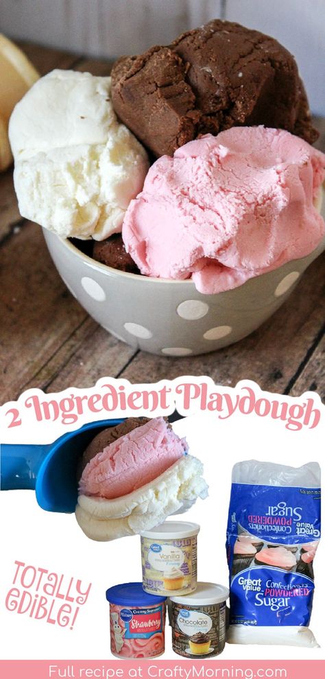 Play Doh Recipe Easy, Easy Edible Playdough, 2 Ingredient Playdough, Play Doh Recipe, Edible Playdoh, Ice Cream Playdough, Make Playdough, Easy Homemade Playdough Recipe, Play Doh Party