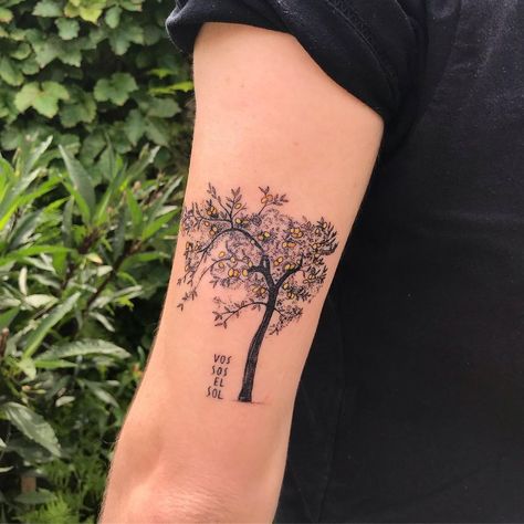 Tree Tattoo Drawings, Loki Tattoo, Aesthetic Tattoo Ideas, Tree Tattoo Forearm, Word Tattoo Ideas, Fruit Tattoo, 20 Aesthetic, Word Tattoo, Vegan Tattoo