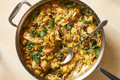 One-Pot Tuna Orzo With Zucchini Recipe Tuna Orzo, Orzo With Zucchini, Salmon And Shrimp, Shrimp And Vegetables, Quick Pasta, Tuna Pasta, Slow Cooker Bbq, One Pot Dinners, Quick Chicken