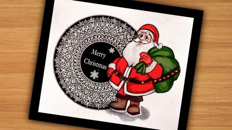 #santaclaus #mandala Santa Mandala Art, Merry Christmas Mandala Art, Santa Claus Mandala Art, Christmas Mandala Art With Pen, Christmas Mandala Art Drawing, Christmas Mandala Drawing, Christmas Kolam, Christmas Mandala Art, Drawing Santa Claus