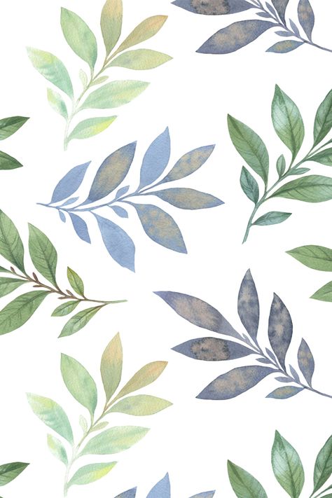 Watercolor Leaves Pattern, Leaves Illustration Pattern, Exotic Drawing, Leaf Illustration Pattern, Vintage White Background, Printable Cutouts, Vintage Textiles Patterns, Drawing Spring, Illustration Leaves