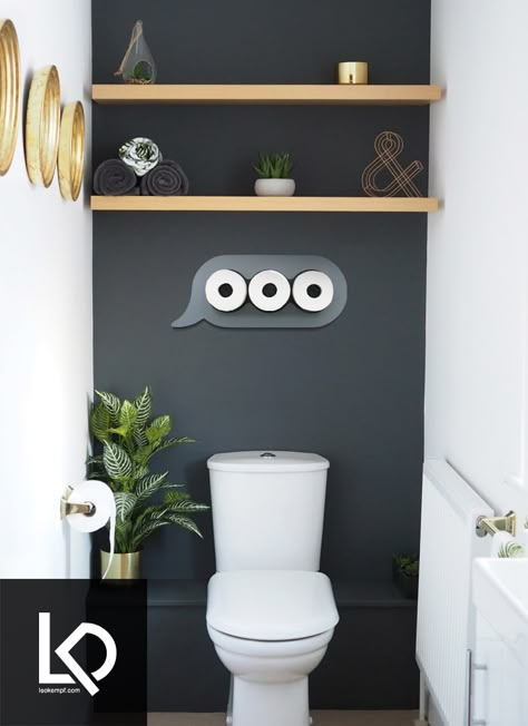 Makeover Kamar Mandi, Small Toilet Room, Diy Bathroom Storage, Toilet Paper Storage, Toilet Room, Bad Inspiration, Small Toilet, Downstairs Bathroom, Natural Therapy