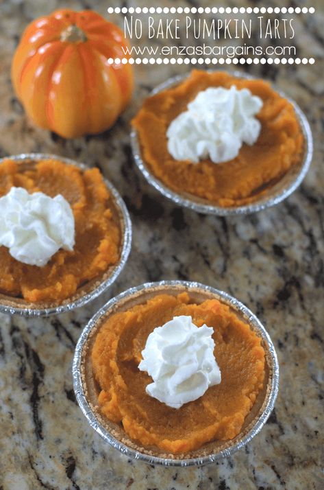 No Bake Pumpkin Pie Tarts Pumpkin Pie Tarts Easy, Pumpkin Tarts Recipe Easy, Pumpkin Pie Tarts, Pumpkin Tarts Recipe, Baking Pumpkin, Easy Tart Recipes, Mini Pie Recipes, Pumpkin Tarts, No Bake Pumpkin