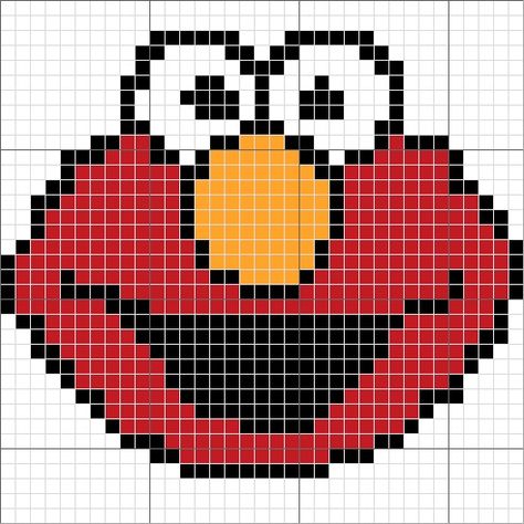 Elmo Cross stitch chart Pixel Quilts, Cross Stitch Knitting, Pixel Quilting, Crochet Graphs, Stitch Character, Door Picture, Beads Patterns, Plastic Canvas Ornaments, Pixel Drawing