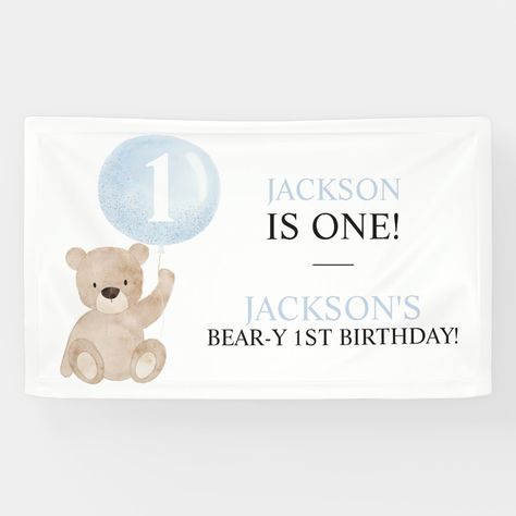 First Birthday Gift Ideas, Bear Banner, Beary First Birthday, Birthday Bear, First Birthday Gifts, Birthday Backdrop, Banner Backdrop, Time To Celebrate, Birthday Gift Ideas