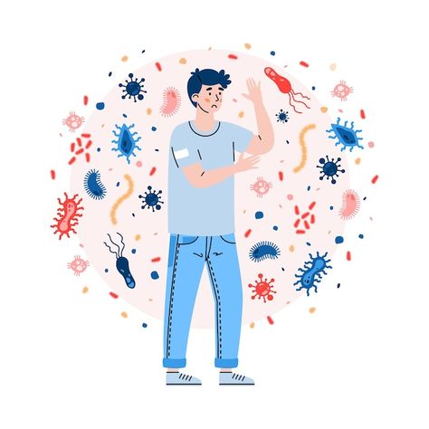 Man with weak immune system not protecte... | Premium Vector #Freepik #vector #immune #immune-system #virus-protection #bactery Weak Immune System, Systems Art, Diy Crafts Bookmarks, Medical Design, Immune Response, Free Vector Art, Immune System, Speed Up, Premium Vector