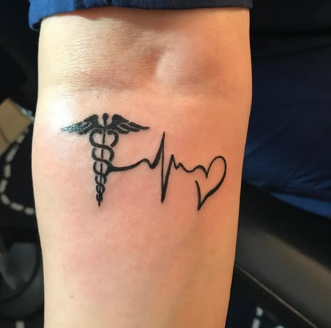 Doctor Symbol Tattoo, Male Nurse Tattoo Ideas, Small Ems Tattoos, Nursing Tattoos Men, Star Of Life Tattoo Ems, Lpn Tattoos, Cna Tattoos For Women, Ems Tattoos Female, Ambulance Tattoo