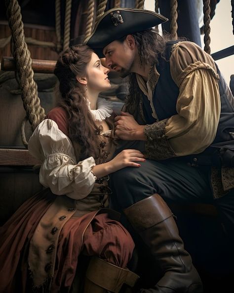 Premium AI Image | Historical couple in love Pirate Couple, Historical Couple, Pirates Life, Sea Stories, Image Couple, Michael Crichton, Love Couple Images, Fantasy Couples, Port Royal