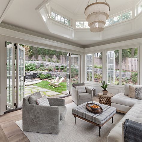 75 Sunroom Ideas You'll Love - April, 2023 | Houzz All Season Room Addition, Four Seasons Room Addition, Modern Sunroom, Indoor Sunroom, Large Sunroom, Sunroom Remodel, Outdoor Sunroom, Sunroom Office, Small Sunroom