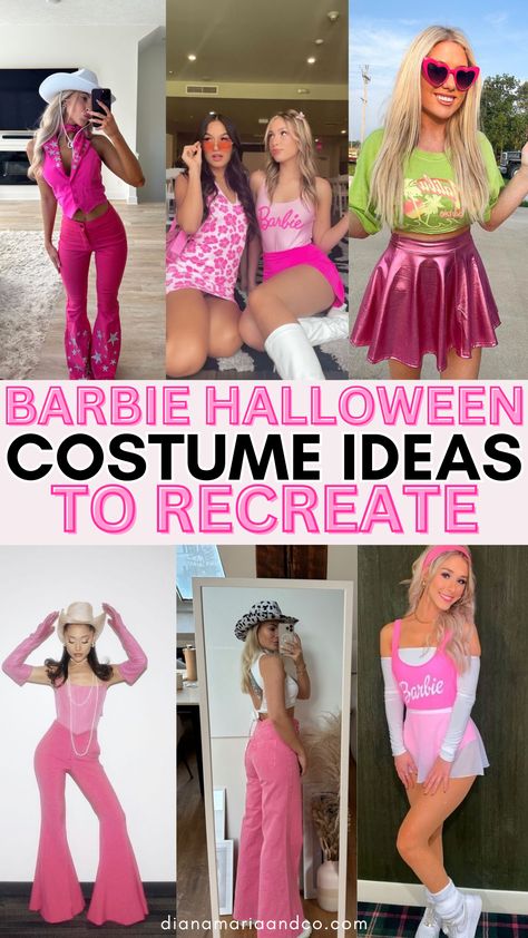 If you're looking to nail the Barbie costume look this year, you've come to the right place! There are so many easy and cute barbie costume ideas on this list. Barbie Dress Up Day Ideas, Diy Barbie Halloween Costume, Womens Barbie Costume, Barbie Family Costume, Types Of Barbie Costumes, Barbie Dress Up, Easy Barbie Costume, Barbie Fancy Dress, Diy Barbie Costume