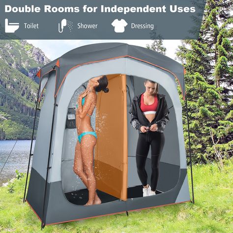 Costway 2 Room Shower Tent Oversize Privacy Shelter Portable Dressing Toilet Outdoor - Walmart.com Shower Privacy, Portable Outdoor Shower, Toilet Outdoor, Toilet Tent, Portable Shelter, Lost Lands, Wood Stove Fireplace, Shower Tent, Shelter Tent