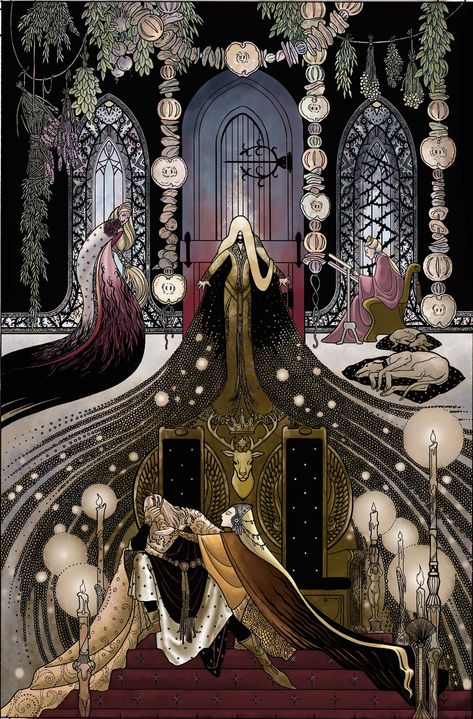 ...from Snow, Glass, Apples, a Dark Horse Comics graphic novel by Neil Gaiman Snow Glass Apples Neil Gaiman, Snow Glass Apples, Snow White Art Dark, Snow Goddess Art, Snow White Fairytale Art, Modern Snow White Art, Scifi Fantasy Art, Western Comics, Fairytale Illustration