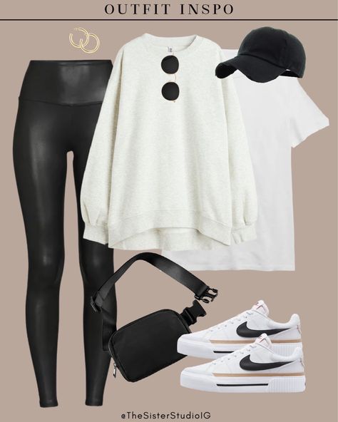 Fall Outfits 2023 Trends Over 40, Sweatshirt Looks Women, Business Casual Hipster, White Sweater With Leggings, Outfits With High Socks And Sneakers, Womens Spring Casual Outfits, Casual La Outfits, Spring Outfits Ideas For Women, Simple Black And White Outfits