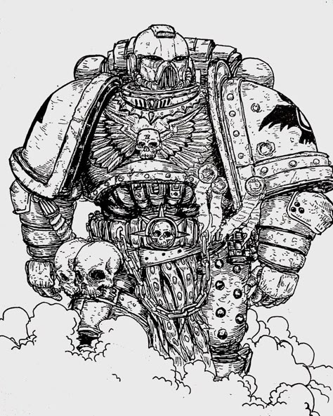 Space Marine Art, Robot Design Sketch, Space Drawings, Warhammer 40k Art, Arte Robot, Indie Art, Warhammer Art, Warhammer 40k Artwork, Warhammer Fantasy