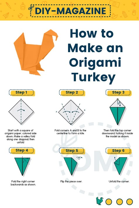 Turkey Origami For Kids, Turkey Origami Easy, Thanksgiving Origami For Kids, Thanksgiving Crafts 5th Grade, Fall Origami For Kids, Origami Turkey Easy, Thanksgiving Crafts For Middle Schoolers, Thanksgiving Snacks For School, Elementary Thanksgiving Crafts