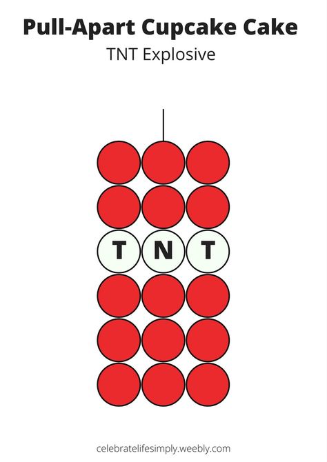 TNTPull-Apart Cupcake Cake Template | Over 200 Cupcake Cake Templates perfect for all your party needs! Cupcakes Templates, Easter Desserts Cake, Pull Apart Cupcake, Cupcake Template, Minecraft Cupcakes, Pull Apart Cupcake Cake, Pull Apart Cake, Icing Techniques, Pull Apart Cupcakes