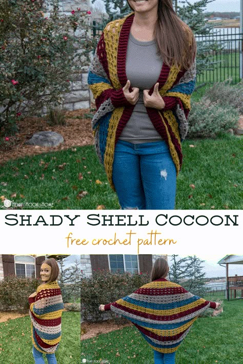 Shell Stitch Shawl Crochet Pattern, Loops And Threads Patterns, Crochet Cocoon Pattern, Cocoon Cardigan Pattern, Crochet Vests, Crochet Triangle Shawl Pattern, 2023 Crochet, Small Patterns, Crochet Garments