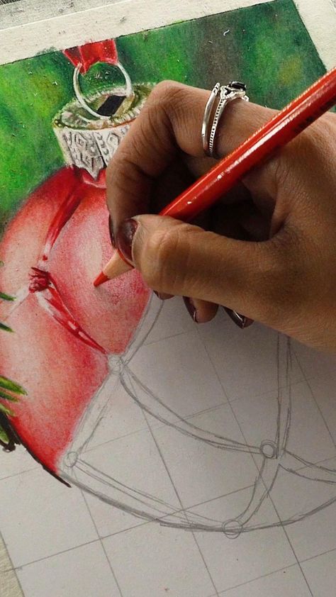 Relax and enjoy the soothing process of creating a stunning Christmas ornament with colored pencils. Soft shading, gentle strokes, and festive vibes make this ASMR reel a must-watch for drawing inspiration, satisfying art lovers, and holiday creators. 🎨🎄✨