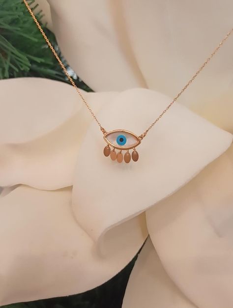 Gold Evil Eye Necklace, Pendant Designs, Gold Pendent, Necklace Evil Eye, Evil Eye Necklace Gold, Minimal Necklace, 18k Gold Necklace, Diy Bracelet Designs, Solid Gold Necklace