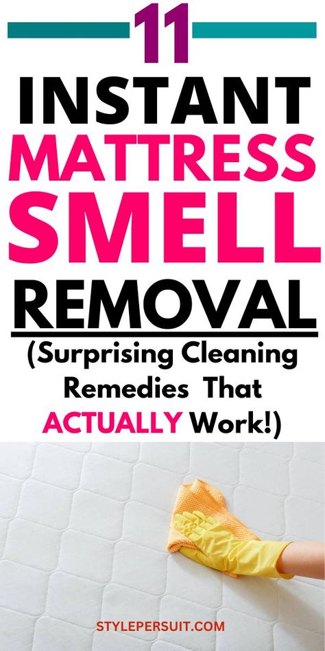 A smelly mattress can be unpleasant, but also getting rid of that smell isn't a simple task. There are several effective ways to deodorize and clean a smelly mattress. Click to check out the 5 best ways to maintain a fresh and odor-free mattress #mattress #smell #cleaning #laundry #stainremoval #lifehacks Freshen Mattress, Deodorize Mattress, Mattress Cleaner, Mattress Stains, Enzyme Cleaner, Cleaning Laundry, Mattress Cleaning, Sweat Stains, When You Sleep