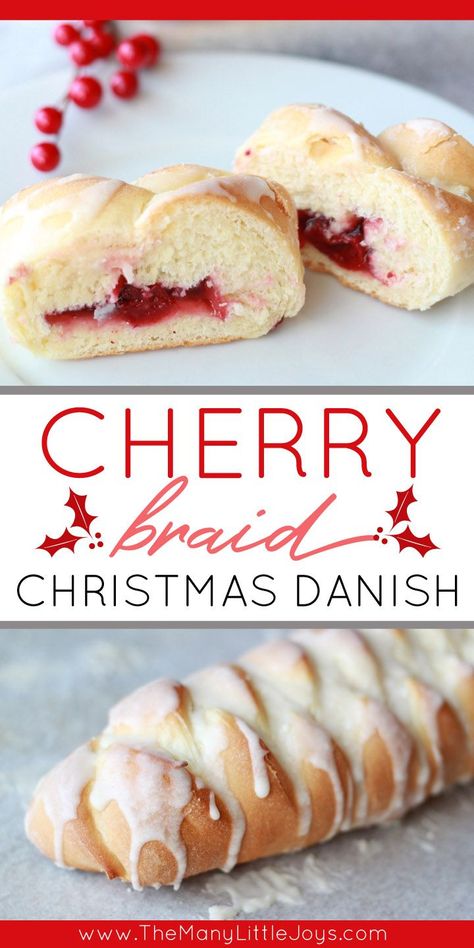 Christmas Cherry Braid Danish...a delicious tradition - The Many Little Joys Cherry Bread, Christmas Bread, Christmas Morning Breakfast, Braided Bread, Interesting Recipes, Danish Food, Christmas Menu, Cherry Pie Filling, Christmas Breakfast