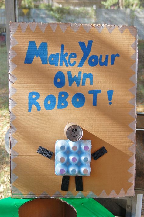 Robot Birthday Party Decorations, Make Your Own Robot, Robot Party Favors, Science Party Decorations, Robot Decorations, Make A Robot, Robot Craft, Robot Birthday Party, Birthday Theme Decoration