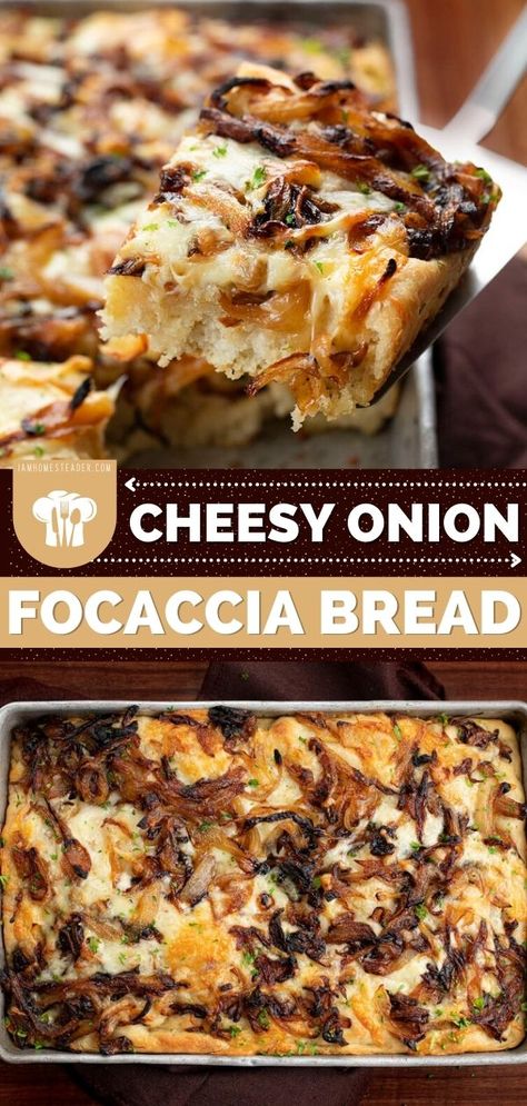 Focaccia Bread With Fruit, Foccacia Bread Onion, Foccacia Bread Loaf, Cute Food Presentation, White Onion Recipes, Foccacia Bread Art Recipes, Focaccia Topping Ideas, Starter Bread Recipe, Onion Focaccia Bread