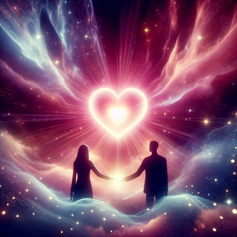 Immerse in radiant love with this glowing heart amidst cosmic space, as two silhouettes reach out, reinforcing our universal bond. Dive in at the link in our profile. #Love #UniversalLove #CosmicArt #Ethereal #RadiantHeart #Connection 

(Note: The description is 207 characters long) Soulmates Aesthetic, Glowing Heart, Art Amour, Anime Diy, Cosmic Space, Cosmic Love, Universe Love, Avatar Films, Twin Flame Love