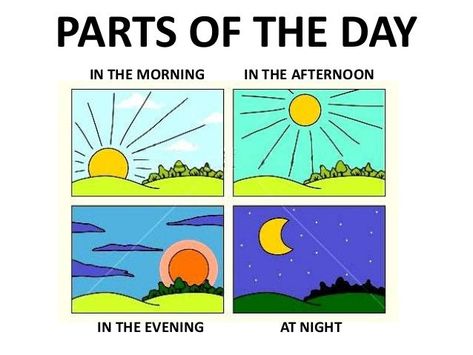 Morning Afternoon Evening Night, English Kindergarten, Project Science, Mini Habits, Fun Worksheets For Kids, Morning Noon And Night, English Help, Evening Pictures, English Time