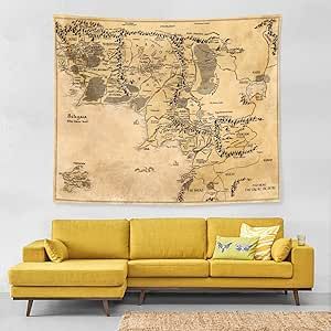 IMZEUSYEP Middle Retro Earth Map Tapestry Vintage Wall Hanging Wall Decor Decorative Wall Tapestries Durable Wall Art Decoration 3D Print Tapestry for Dorm Living Room Bedroom 50x60 Inch Retro Earth, Map Tapestry, Tablecloth Curtains, Blanket On Wall, Retro Map, Dorm Living Room, Earth Map, Dorm Living, Witch Decor