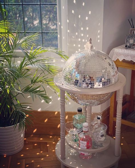 Glam Globes on Instagram: “🪩Gin o'clock?🪩 📸Champagne Glam Globe 💻 glamglobes.co.uk (link in bio) #glamglobes #discoballbarcart #gin” Diy Globe Bar Cart, Disco Cowgirl Apartment Decor, Disco Ball Globe, Disco Globe, Globe Upcycle, Globe Bar Cart, Globe Bar, Upcycle Table, Gin O Clock