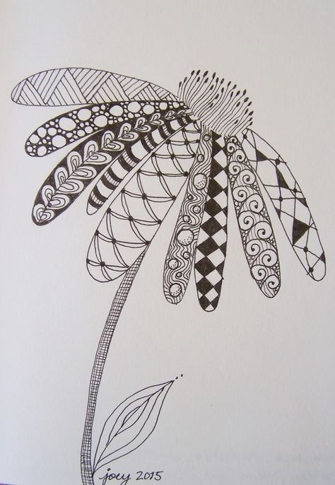 Psychodelisch Art Easy, Felt Tip Pen Art Drawings Easy, Fun Designs To Draw, Zentangle Embroidery, Floral Zentangle Patterns, Zentangle Art Ideas Creative, Black Pen Drawing Ideas, Simple Shapes Drawing, Zentangle Tree