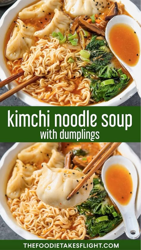 Dumpling Noodle Soup, Homemade Dumplings Recipe, Koreansk Mad, Kimchi Recipe, Dumplings For Soup, Cheap Meal Ideas, Cheap Meal, Asian Soup, Cheap Dinner Recipes