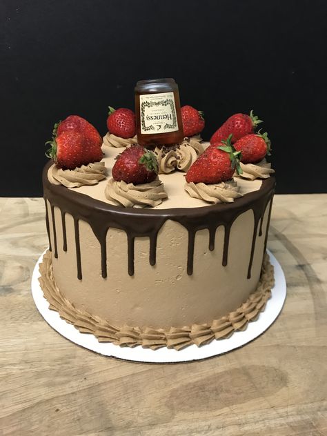 26th Birthday Cake, Hennessy Cake, 26 Birthday Cake, Alcohol Cake, 21st Ideas, Chocolate Covered Fruit, Happy Birthday Cake Images, 50th Bday, 21 Birthday