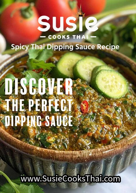 Spice up your meals with our Thai Chili Dipping Sauce (Nam Phrik Num)! 🌶️✨ This zesty blend of roasted chilies and garlic is the perfect companion for grilled meats and veggies! Get the recipe #ThaiCuisine #DippingSauce Chili Dipping Sauce, Thai Dipping Sauce, Roasted Green Chili, Spice Tray, Roasted Shallots, Thai Spices, Chili Dip, Thai Chili, Dipping Sauces Recipes