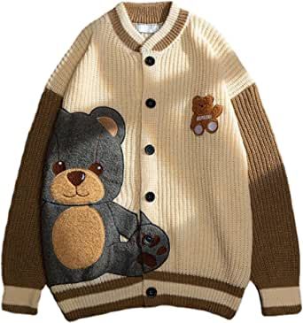 Comfy sweater. Teddy Bear, cardigan, old man sweater Graphic Embroidery, Chunky Cable Knit Cardigan, Embroidery Jacket, Bear Embroidery, Knit Sweater Coat, Varsity Sweater, Rib Knit Cardigan, Bear Graphic, Sweater Brands