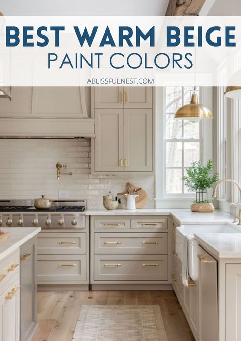 Best Warm Beige Paint Colors | A Blissful Nest Pashmina Paint Color Benjamin Moore Cabinets, Valspar Rocky Bluffs, Best Beige Cabinet Paint Color, Mushroom Beige Paint Color, Behr Studio Clay Paint Color, Kitchen Cabinet Beige Colors, Light Brown Cabinets Kitchen Paint Colors, Small Kitchen Neutral Colors, Warm Home Paint Colors