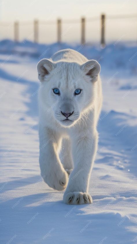 Premium AI Image | A white lion in the snow White Lion Wallpaper, Albino Lion, White Lioness, Lion White, White Lions, Snow Lion, Real Animals, Lion Cat, American Flag Wallpaper