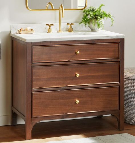 Teak Vanity, Interior Design Resources, Bathroom Sink Vanity, Soft Close Drawers, Free Interior Design, Kitchen Projects, Dining Room Living Room, Vanity Sink, Bath Vanities