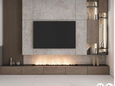 Feature Wall Living Room, Living Room Wall Units, Modern Tv Wall, Tv Room Design, Luxury Living Room Design, Living Room Decor Fireplace, Small Apartment Living Room, Tv Wall Design, Living Room Design Decor