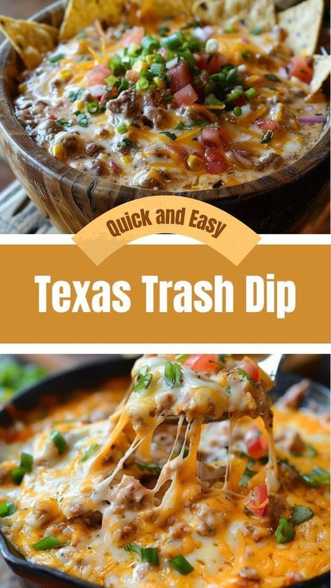 Texas Trash Dip – the name might not sound particularly appealing, but don’t let it fool you! This deceptively simple recipe is a guaranteed crowd-pleaser at any gathering Frito Appetizer Dip, Trash Can Bean Dip, Easy Nacho Dip Recipes, Delicious Dip Recipes, Easy Dips For Dinner, Tailgate Food Dips, Dips To Take To A Party, Easy Good Dip Recipes, Loaded Taco Dip