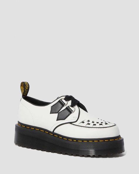 Save Platform Shoes White, Dr Martens Store, White Dr Martens, Platform Creepers, Creepers Shoes, Platform Shoe, Shoe Polish, Point Shoes, Shoe Inspo