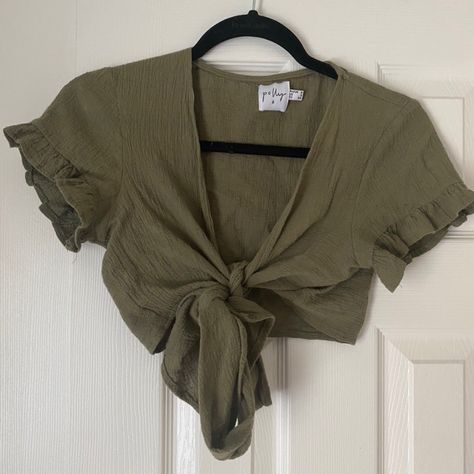 Green Wrap, Wrap Crop Tops, Princess Polly, Wrap Top, Olive Green, Crop Tops, Green, Women's Top, Clothes