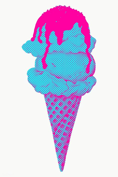 Melting Ice Cream Drawing, Ice Cream Illustration Design, Gelato Illustration, Big Ice Cream Cone, Ice Cream Graphic Design, Ice Cream Pop Art, Ice Cream Website, Printing Aesthetic, Space Ice Cream