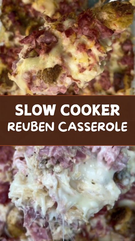 Reuben Casserole Slow Cooker Crockpot Reuben Casserole, Casserole Slow Cooker, Corned Beef Recipes Slow Cooker, Reuben Sandwich Classic, Reuben Casserole, Homemade Green Bean Casserole, Slow Cooker Corned Beef, Slow Cooker Casserole, Crockpot Casserole