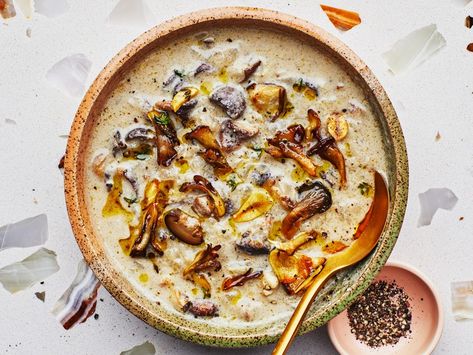 Creamy-ish of Mushroom Soup Mushroom Recipes Healthy, Mushroom Soup Recipes, Cream Of Mushroom Soup, Cream Of Mushroom, No Salt Recipes, Creamy Mushrooms, Bowl Of Soup, January 4, Healthy Soup Recipes