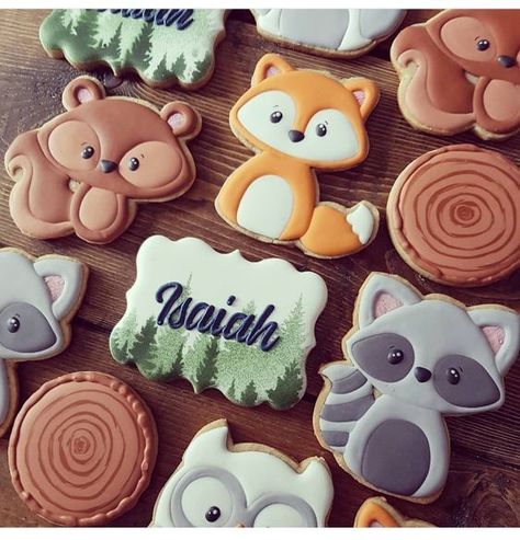 Woodland Creatures Baby Shower, Woodland Animal Birthday, Cookies Decoradas, Woodland Cake, Woodland Birthday Party, Baby Shower Cake Pops, Baby Shower Woodland Theme, Sugar Cookie Designs, Woodland Birthday