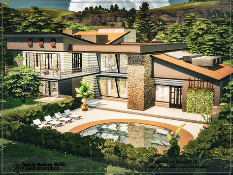 The Sims Resource - Family Modern NoCC Sims 4 House Plans Modern, Sims 4 Modern Build, Sims 4 Cc House Build, Ts4 Cc House, Sims 3 Mansion, Sims 4 Family House, Sims 4 Modern House, Celebrity Bedrooms, Sims Finds