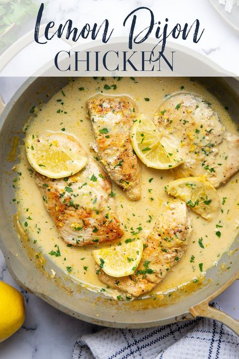 Lemon Dijon Chicken, Lemon Sauce For Chicken, Chicken Dijon, Apartment Meals, Kayak Art, Dijon Cream Sauce, Dijon Mustard Sauce, Cream Sauce For Chicken, Mustard Cream Sauce